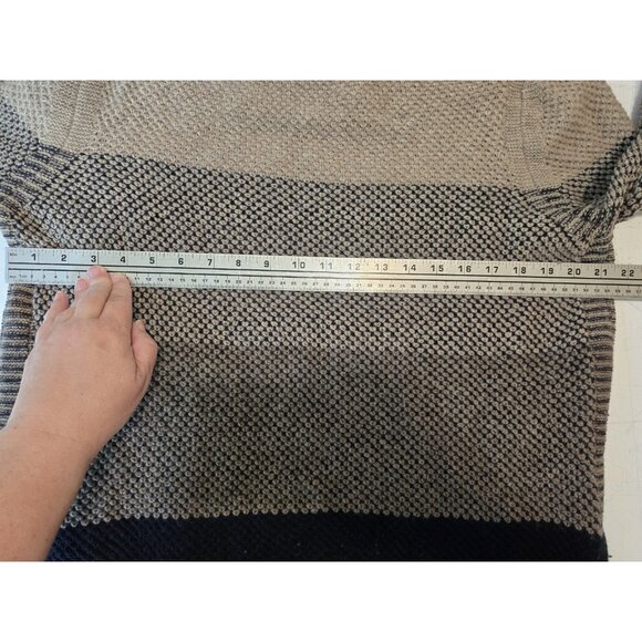 Barbour Heather Knit Jumper Colorblock Tan Blue Wool Blend Side Buttons US 10 - Picture 12 of 12